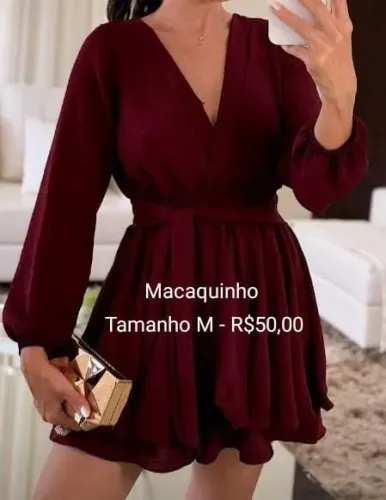 Macacão Manga Longa Bordô - Tamanho M