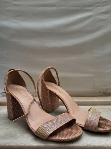 Salto 35 bege rosa glitter Gabriela StudioZ usado