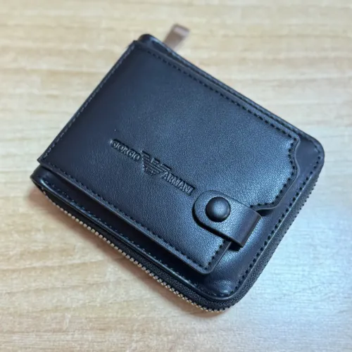 Carteira masculina couro com ziper lateral