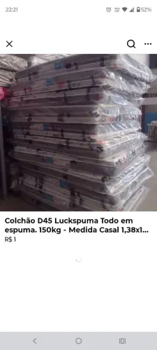 Colchão D45 Luckspuma Casal 1,38x1,88m tô sem espuma selada. Pague na entrega.