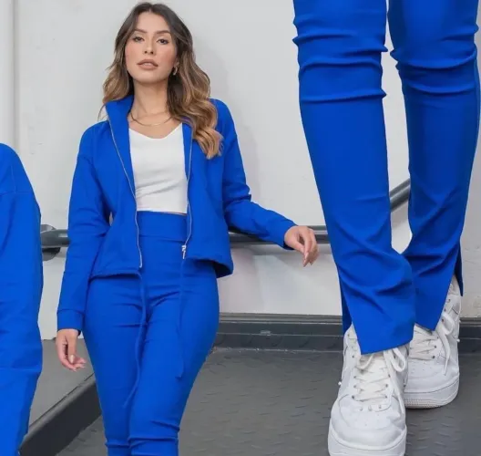 Conjunto bengaline azul M Maria Poá NOVO