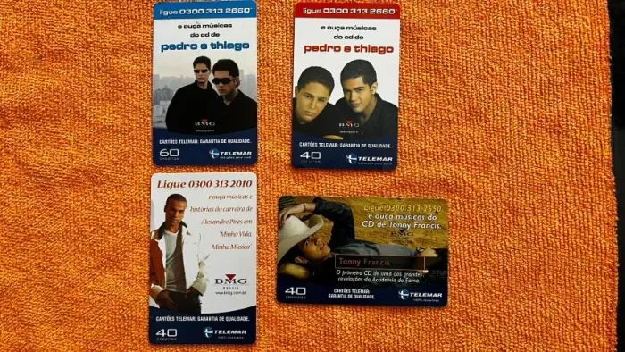 4 Cartões Telefônicos série Cantores