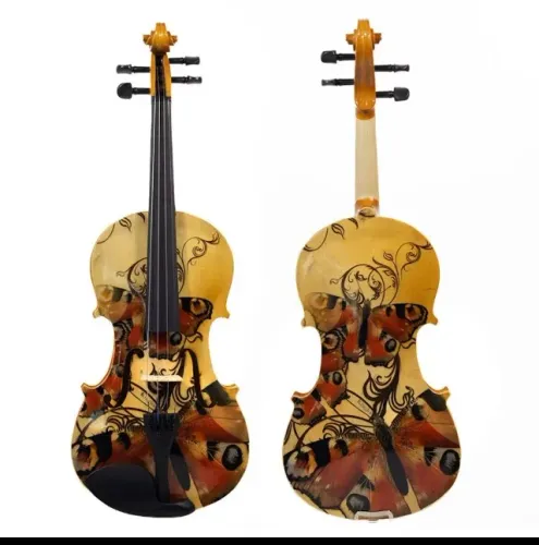 Violino premium 4/4 borboletas de um jardim completo estojo termico arco crina breu orques