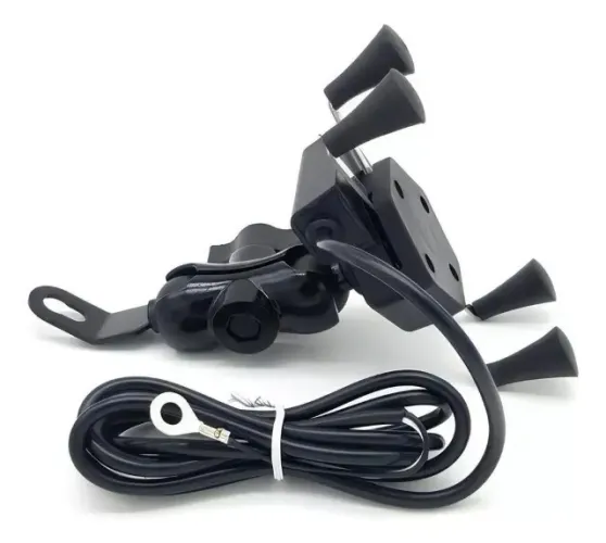 Suporte Celular Moto Com Carregador Universal Usb Garra X