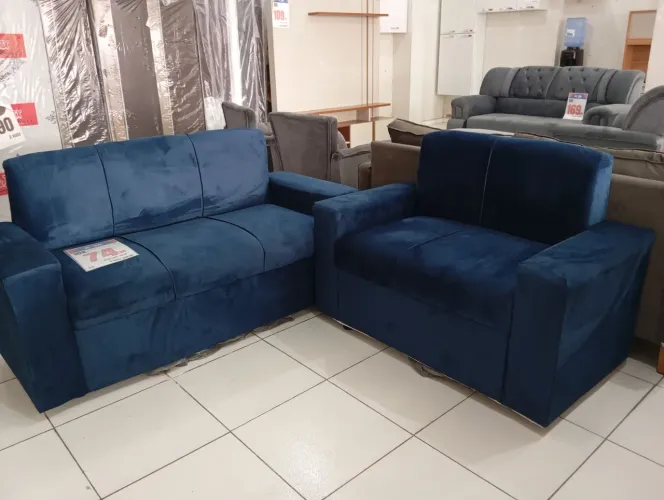 Conjunto Sofá 2 Lugares e Poltrona Azul Turquesa