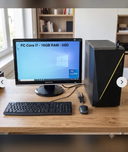 PC Completo Intel Core i7 | 16GB RAM | SSD Rápido | Monitor + Wi-Fi + Teclado e Mouse