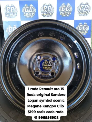 Roda de ferro Renault aro 15 Sandero Logan symbol scenic Megane Kangoo Clio Disk entrega 