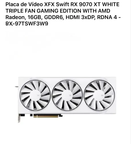 Placa de vídeo 9070 XT XFX