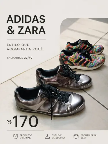 Tênis adidas e zara promoção 