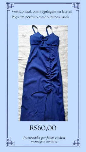 Vestido azul nunca usado, tecido lindo, veste super bem