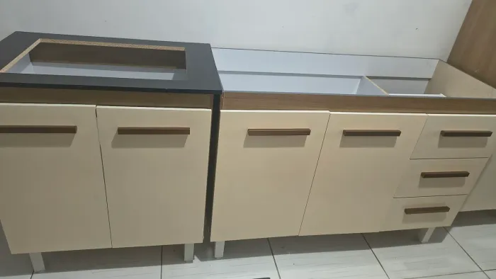 Kit Balcão para Pia 1,20m sem tampo+ Balcão para Cooktop 4 ou 5 Bocas 