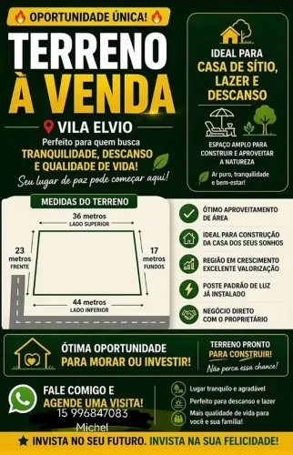 Terreno com energia e poste padrão ligado