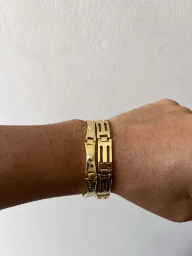 Bracelete masculino banhado a ouro