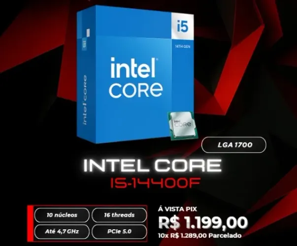 PROCESSADOR INTEL CORE I5-14400F LGA1700 10-CORE 16-THREADS 3.5GHZ (4.7GHZ TURBO) CACHE 20