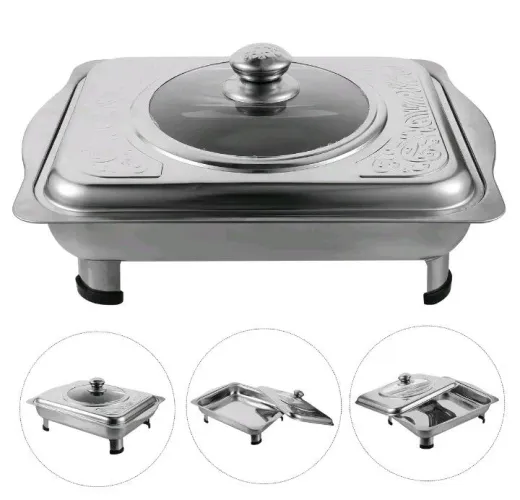 Travessa servir Rechaud leve inox tampa e com pé Buffet mesa 