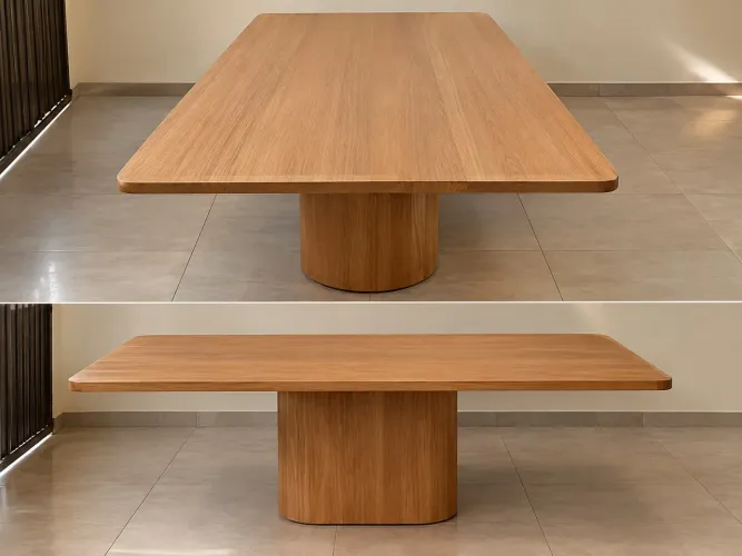 Mesa de Jantar 6 lugares Nova - Tampo e Pés em MDF | Estrutura Metálica