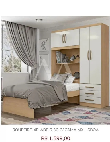 Oferta: Guarda-Roupa Lisboa C/ Cama Max Castanho/ White/ Novo de Fábrica/ 3x sem juros