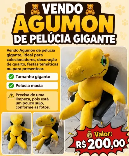 Vendo agumon de pelúcia gigante