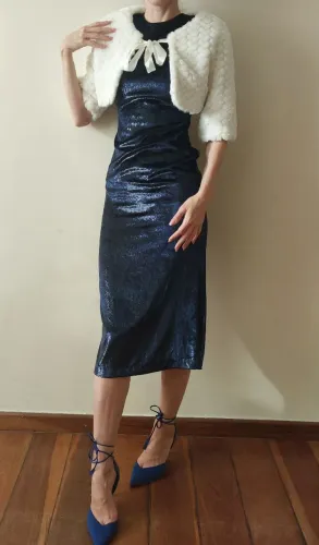 Conjunto vestido festa Zara e sobretudo de pelúcia número 38,tamanho M