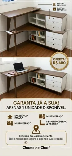 Mesa em L 100% mdf