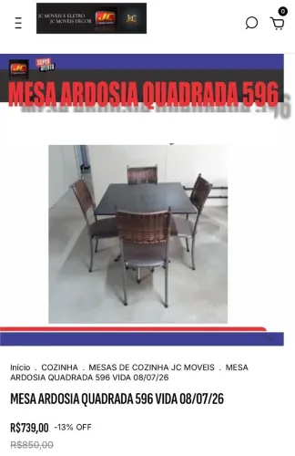 MESA ARDOSIA QUADRADA