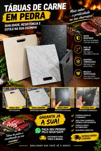 Tábuas de carne para churrasco e para usar no dia a dia