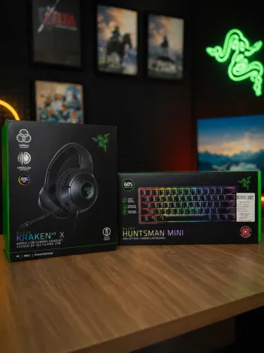 KIT RAZER TECLADO HUNTSMAN + HEADSET KRAKEN