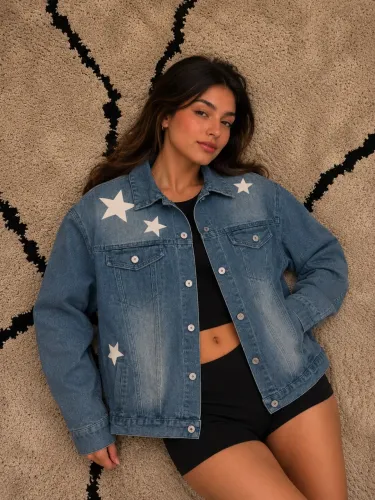Jaqueta unissex com silk em estrelas
