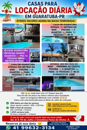 Promoção casas em Guaratuba Julho Agosto