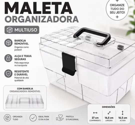 Maleta Organizadora Odontológica Multiuso Dental Cremer com Bandeja Removível