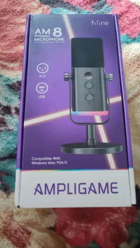 Microfone Fifine AM8 USB/XLR RGB Dinâmico para Streaming Podcast Gamer