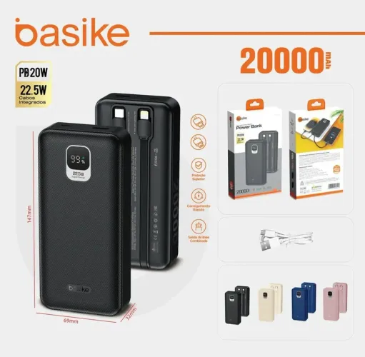 Carregador portátil Basike Power Bank Turbo Carregador
