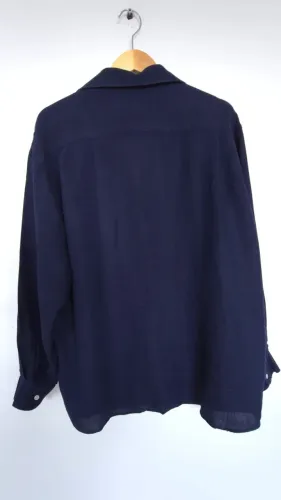 Camisa Masculina Manga Longa Azul Marinho B. Borges (Estilo Linho)