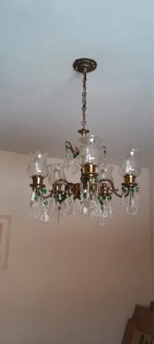 Lustre Candelabro de Cobre e Cristal