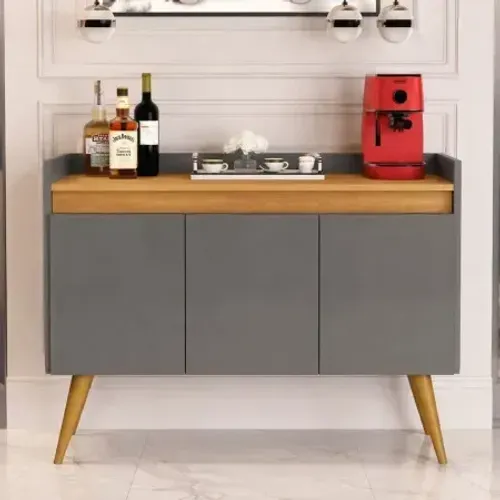Buffet Gold com 3 portas Cinza/Mel FRETE GRATIS