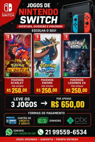 Vendo jogos de pokémon da Nintendo Switch