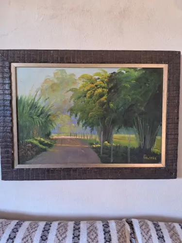 Quadro antigo óleo sobre Tela -Paisagem Rural (F.N.Lopes)- 40x60
