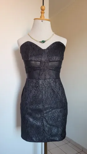 Vestido Tubinho Sem Alças Preto, Veste P, Seminovo