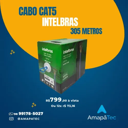 CAIXA DE CABO DE REDE AZUL RJ45 CAT5 305 METROS INTELBRAS