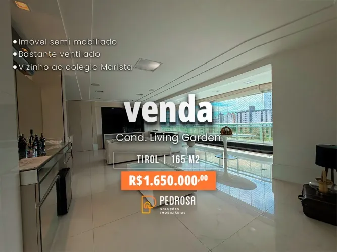Apartamento à venda com 165 m2 - 3 quartos - no bairro de Tirol/Natal - 4 vagas