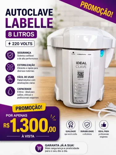 AUTOCLAVE BELINHA 8 LITROS 127/ 220 volts