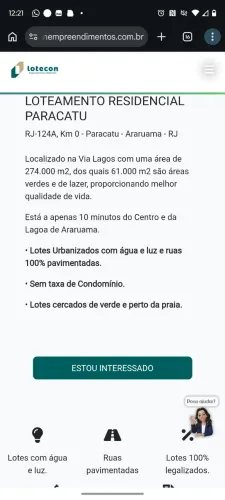Terreno dentro do condomínio Paracatu