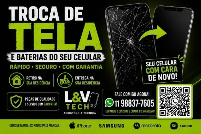 troca de telas de celulares rápido e com segurança