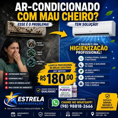 Limpeza e Higienização de Ar-Condicionado | R$ 180 | São Luís - MA
