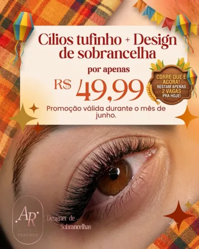 Designer de sobrancelhas e cílios tufinho por R$50,00