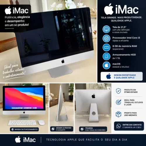 iMac Apple 21,5? Core i5 - 8GB RAM - HD 1TB - Excelente Estado
