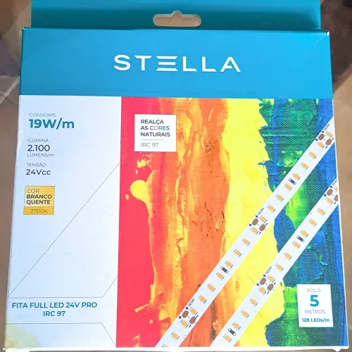 Fita LED Stella 5m Profissional 2700K (Luz Quente) - IRC 97 para sanca/marcenaria