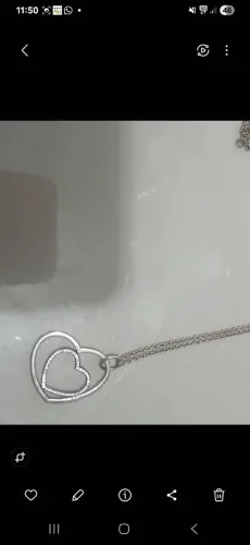 Cordão Pandora 80 cm com pingente duplo de coração 