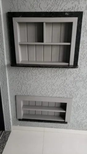 Nicho para churrasqueira Decoração cinza