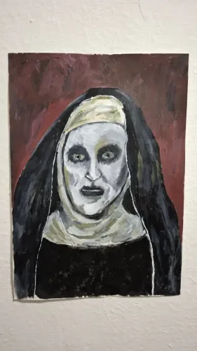 Quadro "A Freira" Pintada em Tinta Acrílica Folha A3